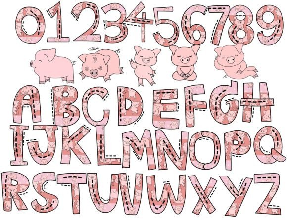 Download Pig Alphabet Png Pink Animal Fonts - Font Collection