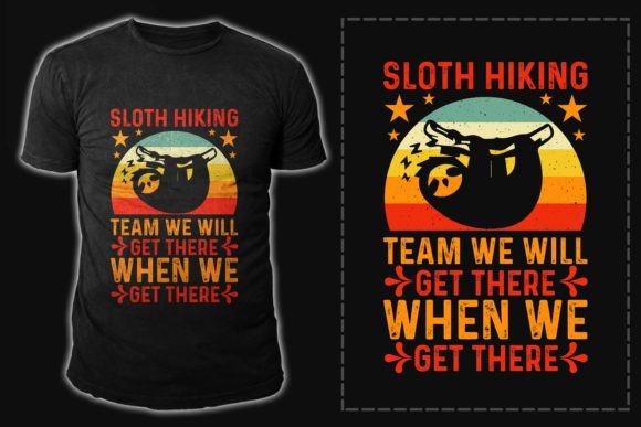 Download Sloth Hiking Vintage T Shirt Design - Design Collection
