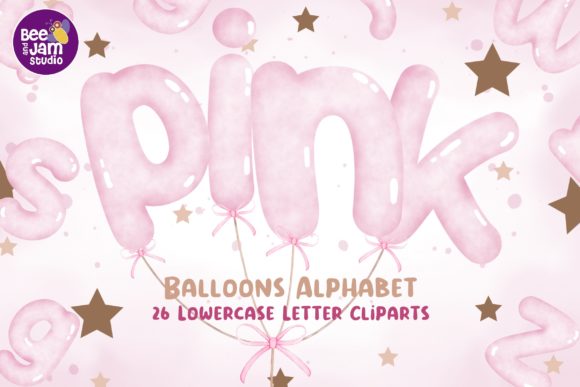 Download Watercolor Pink Balloons Alphabet, Fonts - Font Collection