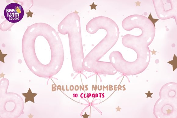 Download Watercolor Pink Balloons Number, Fonts - Font Collection