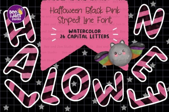 Download Halloween Striped Line Watercolor Font - Font Collection