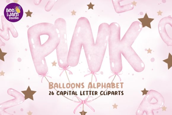 Download Watercolor Pink Balloons Alphabet, Fonts - Font Collection