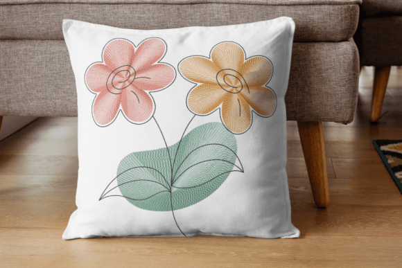Download Colorful Dual Flower Embroidery Design - Design Collection