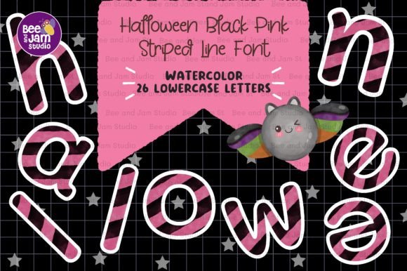 Download Halloween Striped Line Watercolor Font - Font Collection
